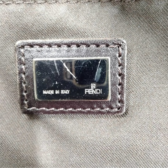 FENDI Zucchino Tote Bag Canvas Leather Brown - Picture 6 of 8